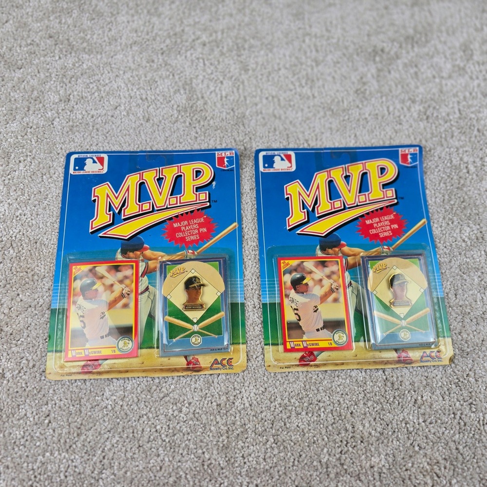 Ace Novelty Mark McGwire Pin Set Multi 1990 MVP Oakland Athletics Card 2-Pack